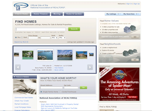 Website bất động sản REALTOR, thiết kế web bất động sản