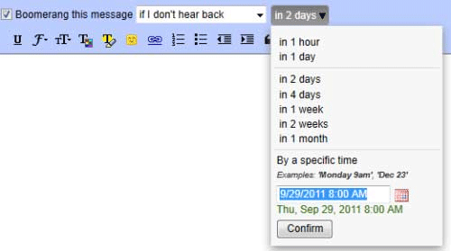 Boomerang hẹn giờ gửi và nhận thư trong Gmail 03 Boomerang hẹn giờ gửi và nhận thư trong Gmail, tiện ích Boomerang 03