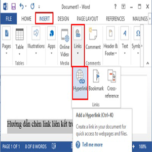 Cách chèn link liên kết trong word