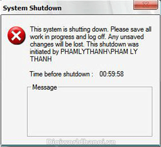 Thông báo đếm lùi trong Windows XP Thông báo đếm lùi trong Windows XP