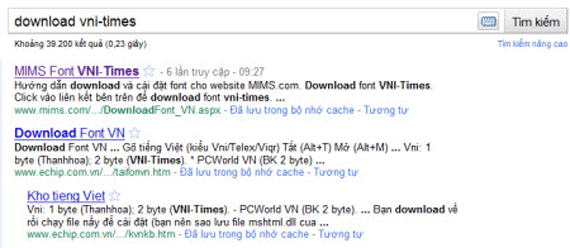 Tìm font trên Google