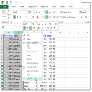 Ẩn ô (cells) và overflow text trong excel